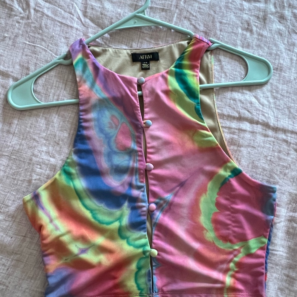 Colorful Tie-Dye Button-Up Tank Top